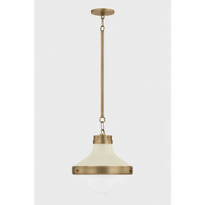 Maxton 1 Light 13.5 inch Patina Brass and Soft Sand Pendant Ceiling Light